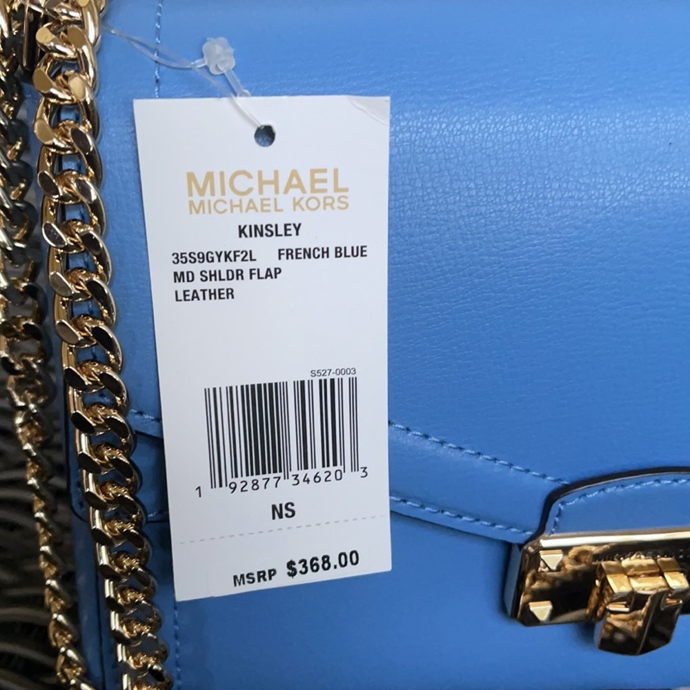 Michael Kors Kinsley Medium Flap Shoulder Bag Crossbody in French Blue - Picture 10 of 16